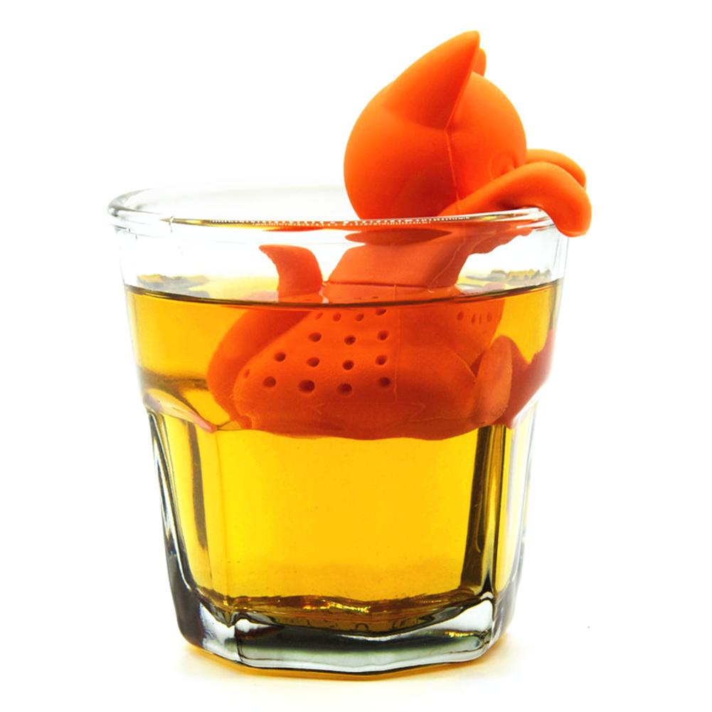 ٶ  Ա     ξʺ ̷ Ǹ  ǻ Ƽ Ŀ Gadgetsr/Squirrel Tea Infuser Loose Leaf Strainer Herbal Spice Silicone Filter Diffuser Tea Mak